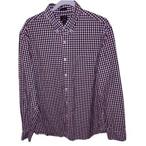 J.Crew Button Down Shirt Men's XL Long Sleeve Red White Blue Plaid Collar Pocket